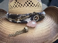 Image 3 of 2 Tone Brown Cowboy Hat Red/White/Blue Bandanna & Crystal Band