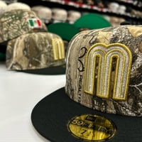 Image 1 of New Era 59Fifty RealTree Black Metallic Gold Silver