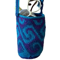 Image 1 of Handmade Caribbean Blue Crochet Festival Bucket Bag - Made in Belize 