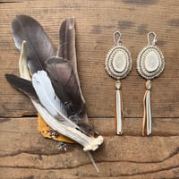 Image 1 of Antler Slice Earrings with Leather Fringe