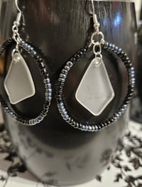 Image 3 of frost + beaded hoop earrings