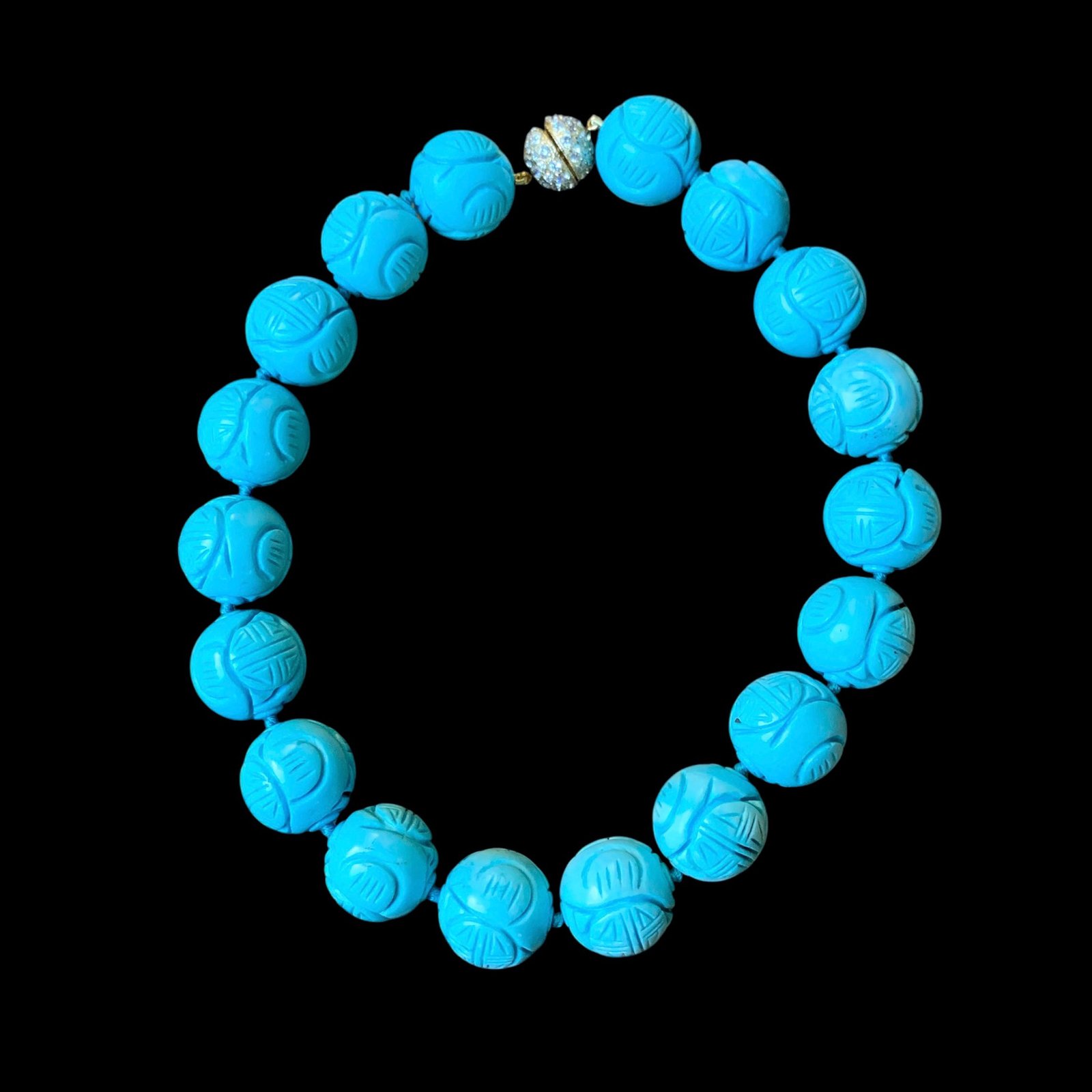 Magnesite Turquoise Shou Chinese Beaded Necklace | PARPARIAN