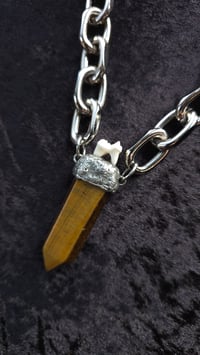 Image 1 of Tigers eye and fox tooth chunky necklace
