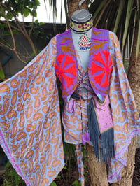 Image 2 of New York Embroidered suzani fabric-Purple 6-12 