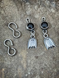 Image 2 of Bitty Ghost and Onyx Earrings