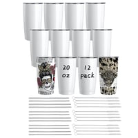 Image 8 of 20 oz Sublimation Blank Tumblers Insulated Cup Stainless Steel Vacuum Flasks with Lid and Straw Ther