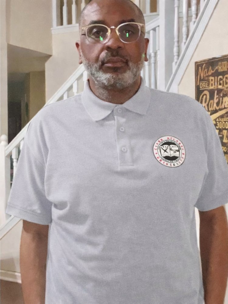 CLARK ATLANTA UNIVERSITY EMBROIDERED CREST PATCH  POLO SHIRT