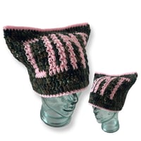 Image 2 of CUNT Dark Camo and Pink Cat Ear Beanie