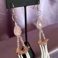 Image 4 of XL PINK Stacked Dentalium Earrings