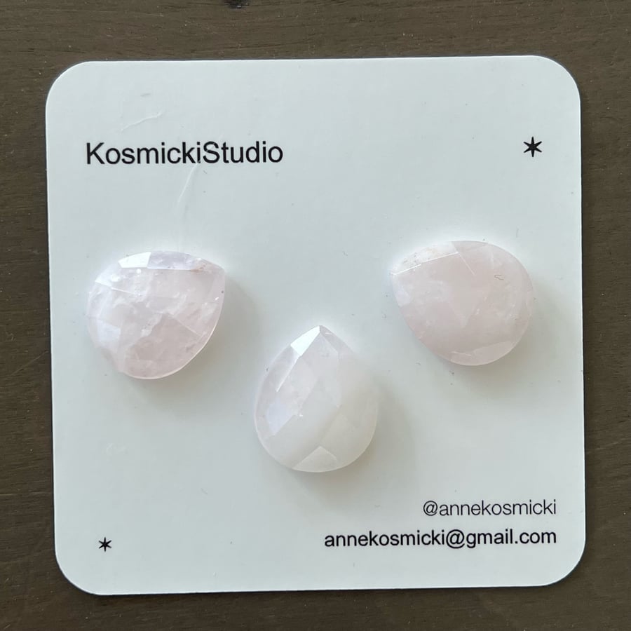 Image of Rose Quartz Teardrop Cabochon Set