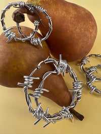 Image 5 of SILVER STAINLESS STEEL BARBED WIRE HOOPS 