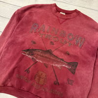 Image 2 of Vintage Spirit Lake Rainbow Trout Red Crewneck - L