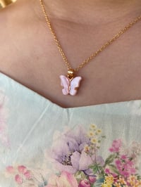Image 2 of NEW Butterfly necklace - Pink