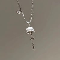 Image 2 of Foydjew Retro Elegant Lily of the Valley Flower Design Gold Color Tassel Necklaces Inlaid Zircon Ear