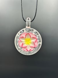 Image 2 of Custom Cremation Ash Camellia Blossom Flower Pendant: Hand-Blown Glass Memorial Jewelry