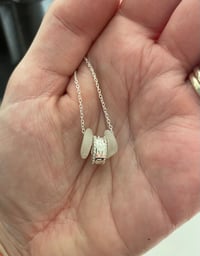 Image 1 of Sterling Silver “LOVE” charm with Sea Glass