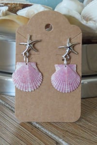 Image 2 of Silver Starfish Scallop Earrings 