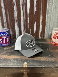 Image 1 of Charcoal and White Patch 115 hat 