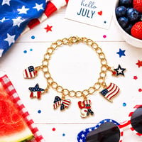 Image 1 of Red White & Bow Bracelet 