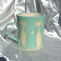 Image 1 of Aqua Retro Cats Mug