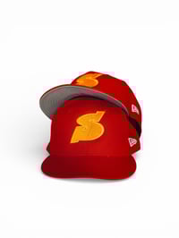 Image 1 of Red New Era Fitted Cap   7 5/8. 