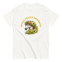 Image 3 of Unisex classic tee, Petals, Peace and Hoofbeats Horse Lovers Tee