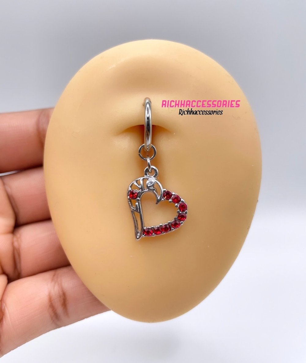 Red Heart Clip-On Belly Ring