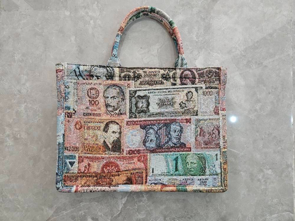 Foreign Currency Tapestry Purse 