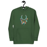 Image 2 of Unisex Hoodie, Feathers and Turquoise Horseshoe Hoodie, Western
