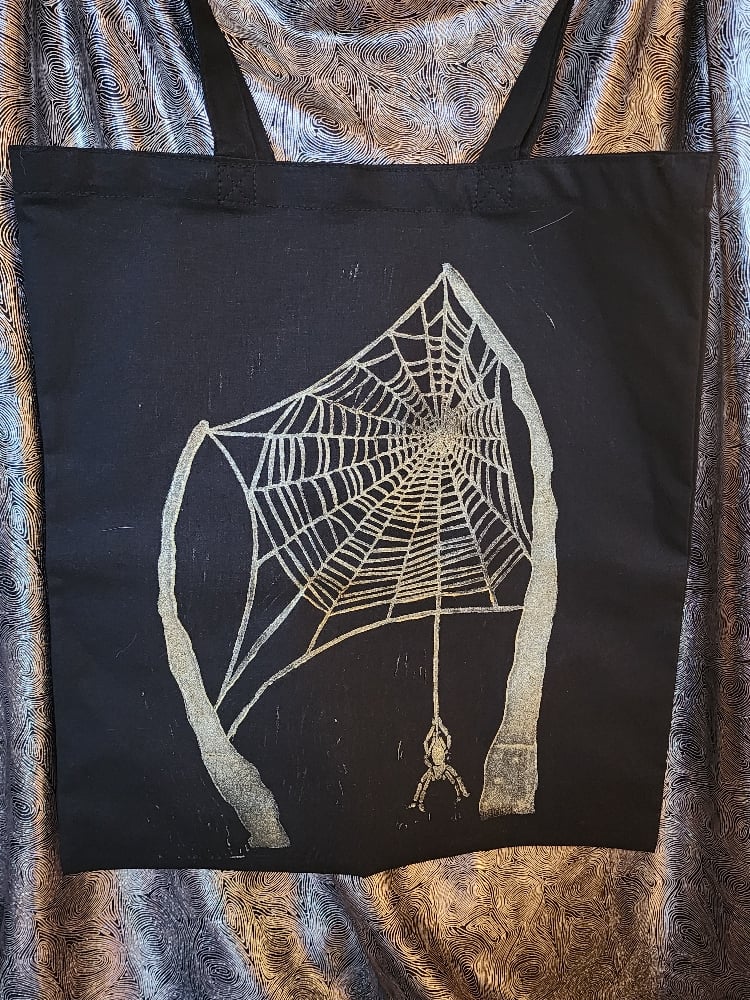 Image of orb weaver tote bag