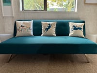 Image 2 of Whippet Cushion Cover - Teal running whippet &