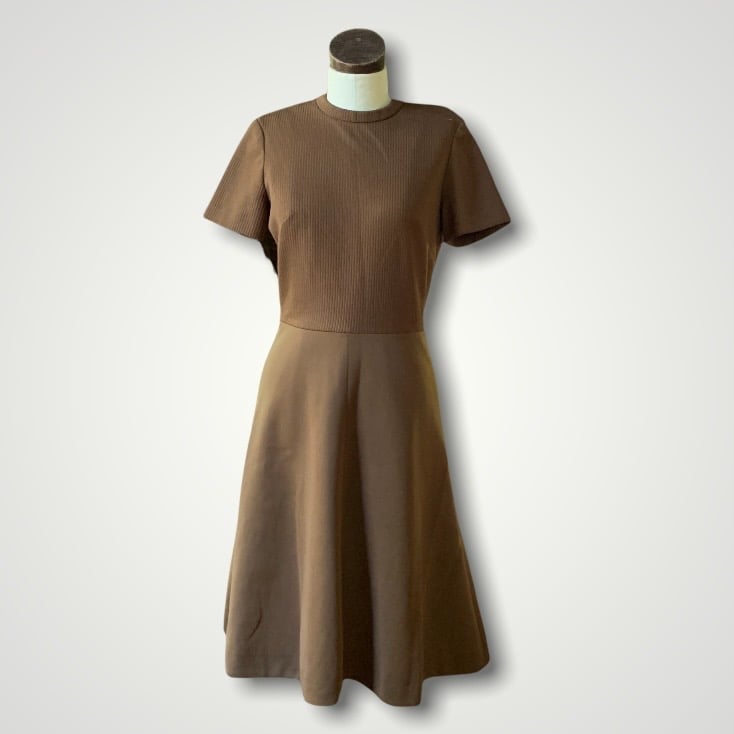 Brown Ribbed A-Line Dress Medium