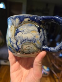 Image 9 of Blue Mug with Blue Vines and Gold Lustre