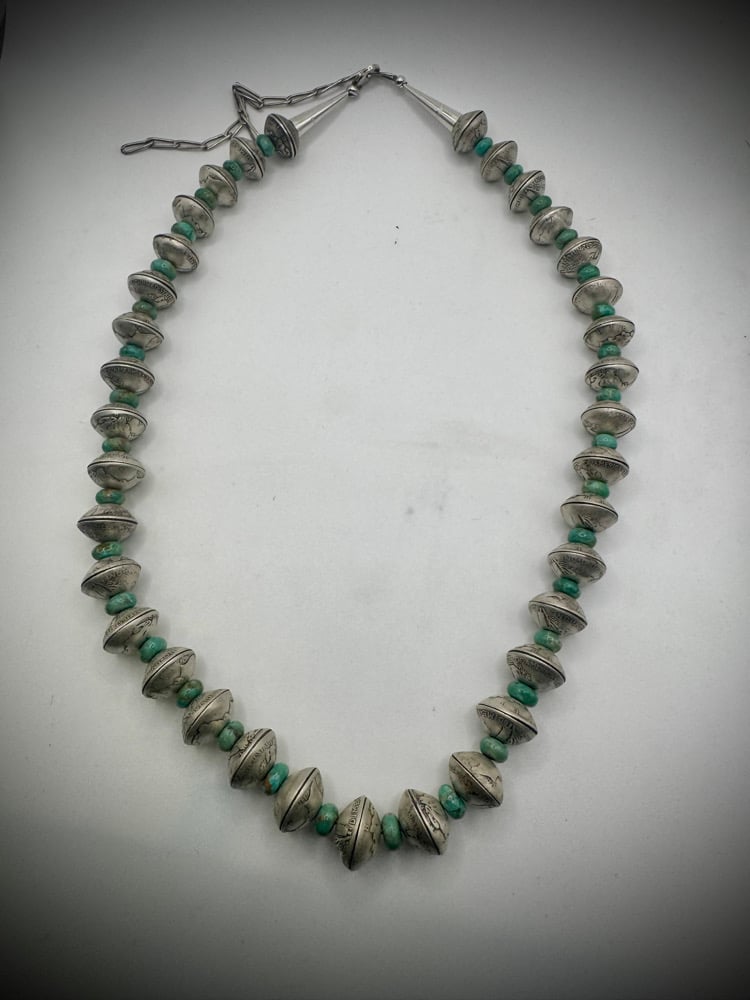 Image of Mercury Dime & Kingman Turquoise Necklace