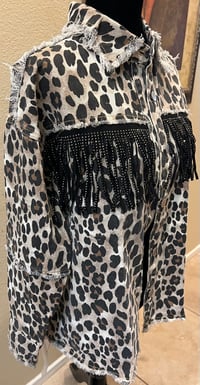 Image 2 of Handmade Leopard Print Fringe Jacket Johnny Cash