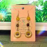Sunflower Beaded Dangle Earrings