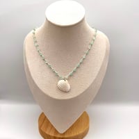 Image 2 of Aqua Cat's Eye Scallop Shell Necklace