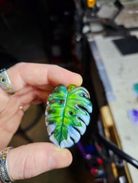Image 1 of layered color variegated monstera leaf pendant🌿