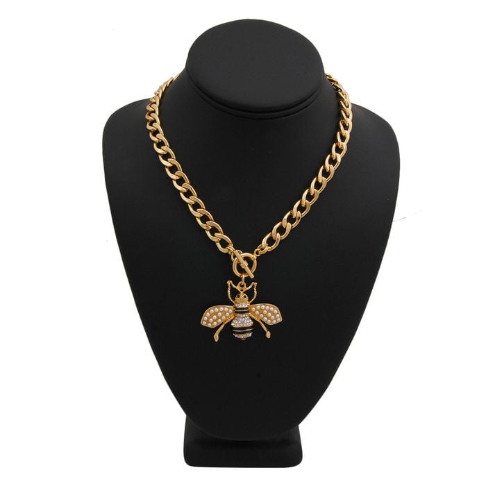Image of Gucci Inspired Black Bee Toggle Necklace 