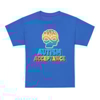 Image 2 of Youth t-shirt Autism Acceptance infinity brain colorful back autism facts for person behind 
