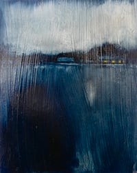Image 3 of Distant Winter original oil painting on wooden panel