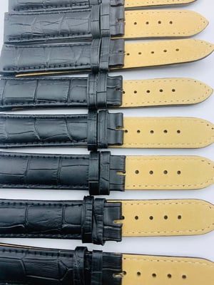 Image of LOTS OF 5 & 10 X CROC  STYLE OMEGA LEATHER GENTS WATCH STRAPS,20mm,BLACK,BROWN,WITHOUT BUCKLES.