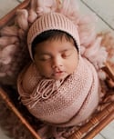 Dusty Rose Newborn Bonnet Wrap & Layer Photography Prop Set