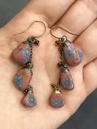 Image 3 of Red Pebble cascade earrings