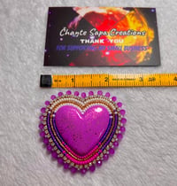 Image 5 of Hand Painted/Polished Light Purple Heart Beaded Earrings 