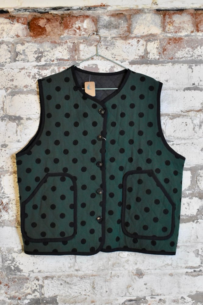 Image of Green / black Polka dot gilet 