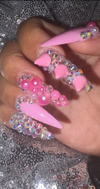 Image 4 of Julia Pink spike Blinged out Stiletto gel  Press on Exotic nails for teens &  adults