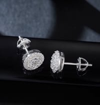 Image 4 of Luxury Round Baguette Cut Iced Out Moissanite Diamond 925 Sterling Silver Earrings