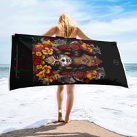 Image 2 of Towel Orange and Red Sugar Skull