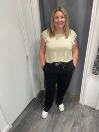 Image 1 of LEOPARD SIDE STRIPE & DRAWSTRING JOGGER